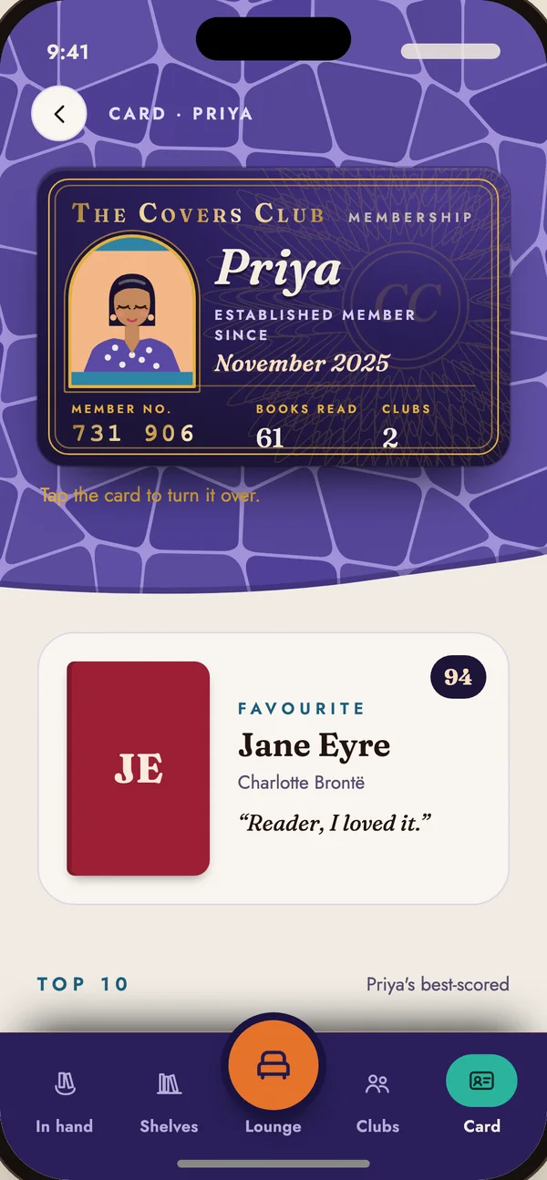 Priya's membership card and her favourite book